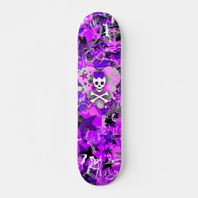 Skateboard Patinage de crâne de coeur Princess Purple (Devant)