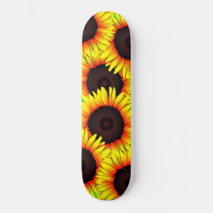Skateboard Patinage d'été sur les tournesols