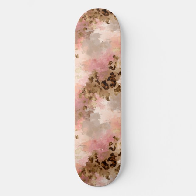Skateboard Patinage Empreinte de léopard Abstrait (Recto)