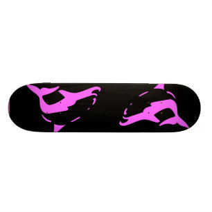 Skateboard Patinage en carton rose et noir DOLPHINS