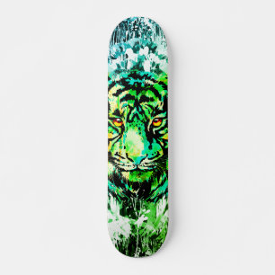 Skateboard Patinage en Tigre Vert - Dessin en Tigre Vert
