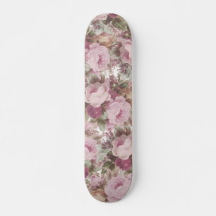 Skateboard Patinage floral rose de Bourgogne rose Vintage