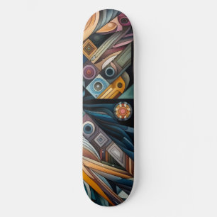Skateboard Patinage géométrique Abstrait : Gras, Coloré