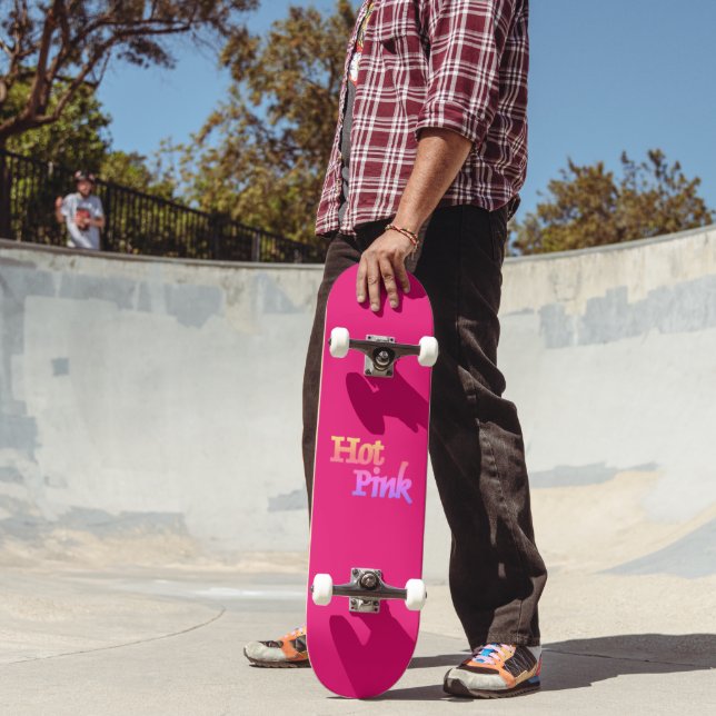 Skateboard Patinage Hot Pink avec nom (Extérieur 2)