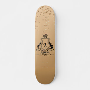Skateboard Patinage Monogramme Or