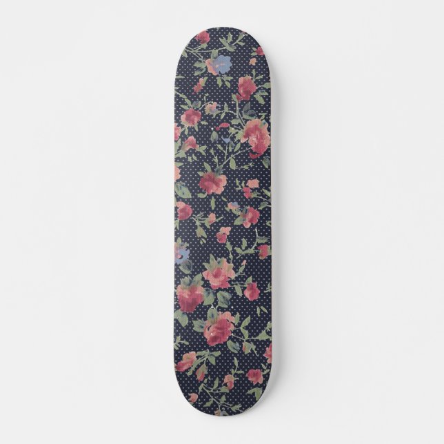 Skateboard Patinage Motif à fleurs, pont de 7¾ po (Devant)