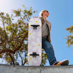 Skateboard Patinage Motif Purple Daisy