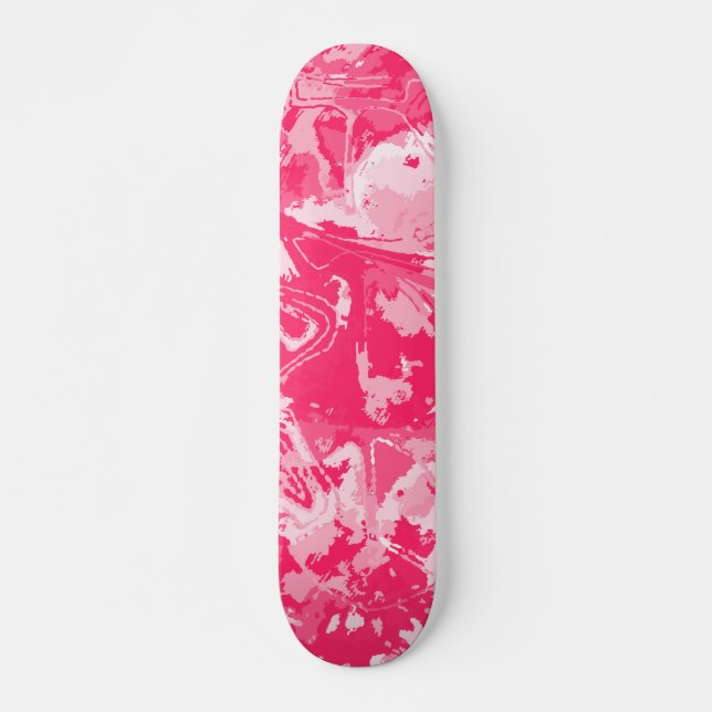 Skateboard Patinage Motif rose Abstrait (Devant)