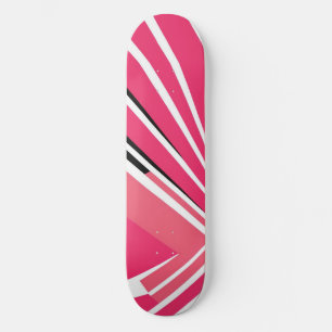 Skateboard Patinage néon rose et blanc vectoriel simple