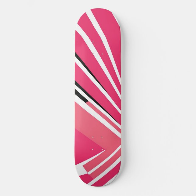 Skateboard Patinage néon rose et blanc vectoriel simple (Recto)