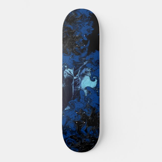 Skateboard Patinage NOIR ET BLEU (Recto)