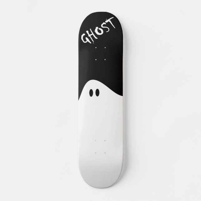 Skateboard Patinage noir et fantôme blanc (Recto)