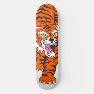 Skateboard Patinage Orange Tiger