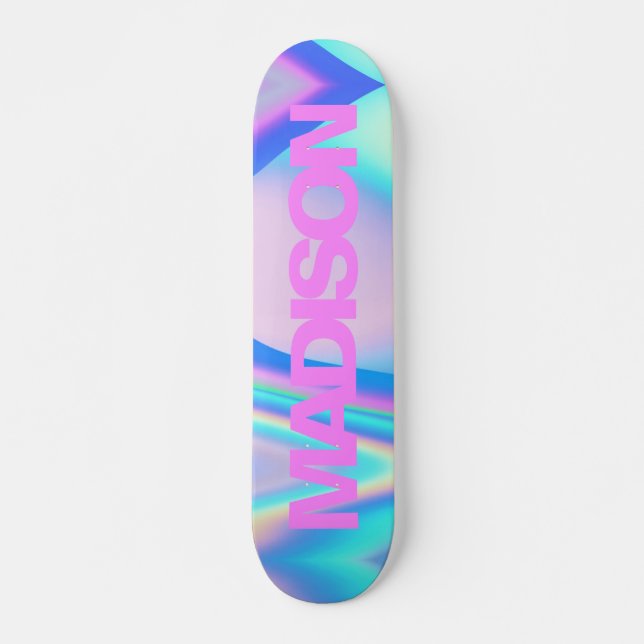 Skateboard Patinage personnalisé Nom Pink Girly Moderne (Devant)