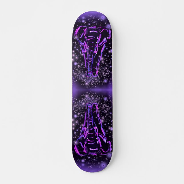 Skateboard Patinage Purple Pink Elephant Dans La Nuit étoilée (Devant)