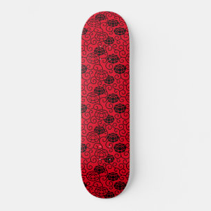 Skateboard Patinage Red Peonies