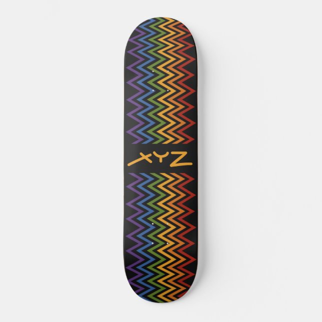 Skateboard Patinage sur mesure Rainbow Chevron Motif (Recto)