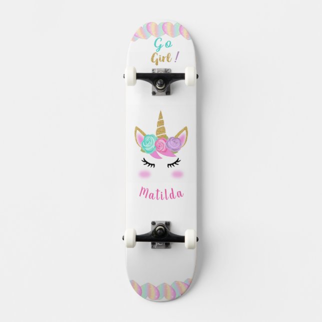 Skateboard Patinage Unicorn pour fille (Recto)