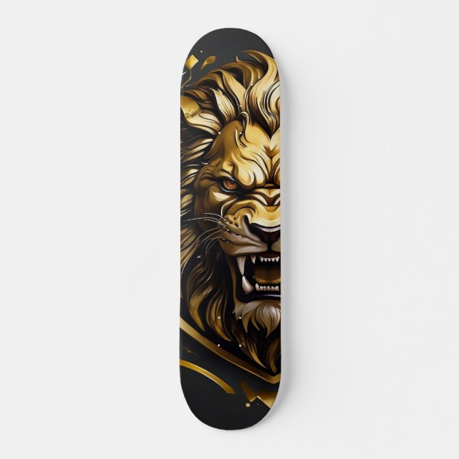 Skateboard Patineta con León Dorado Rugiendo (Devant)