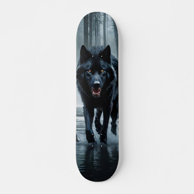 Skateboard Patineta Lobo Salvaje Negro (Devant)