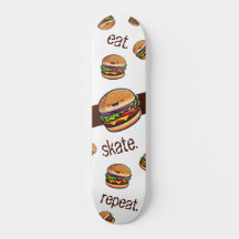 Skateboard pattern burger kawaii "eat skate repeat