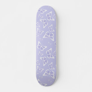 Skateboard Pattern de Lilac Purple and White Butterfly