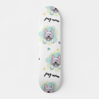 Skateboard Pattern tropical pug
