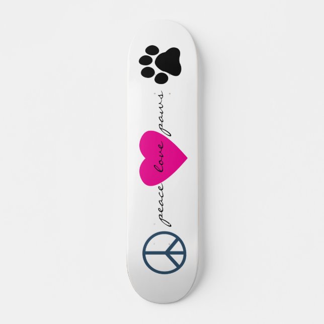 Skateboard Pattes d'amour de paix (Devant)