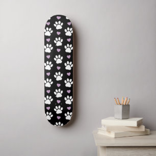 Skateboard Paw Motif, Chien Paws, White Paws, Lilac Hearts