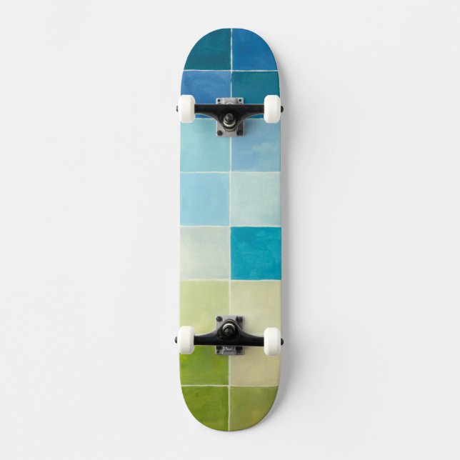 Skateboard Paysage avec des Carrés multicolores (Recto)