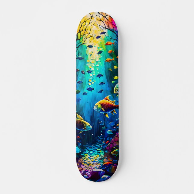 Skateboard Peces en el mundo submarino (Devant)
