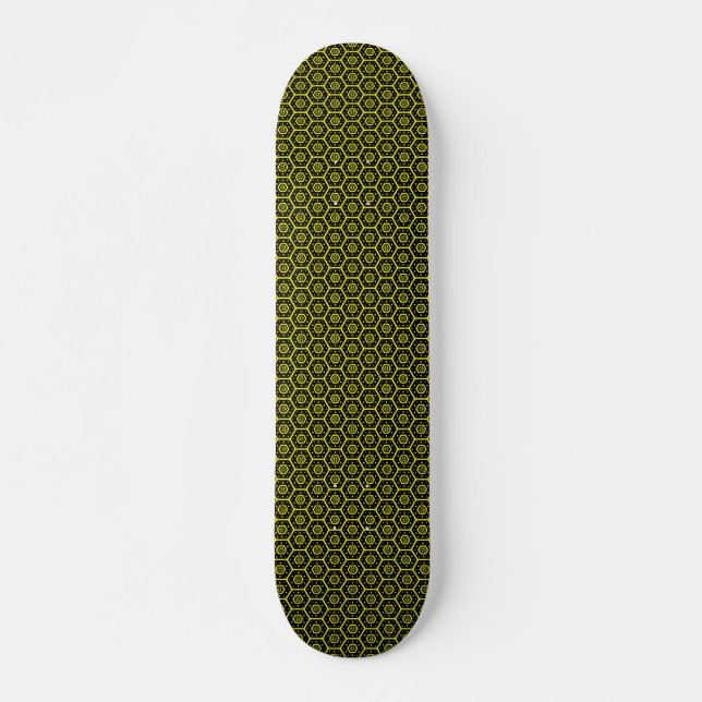 Skateboard Peigne de miel - v2 - noir et jaune (Devant)