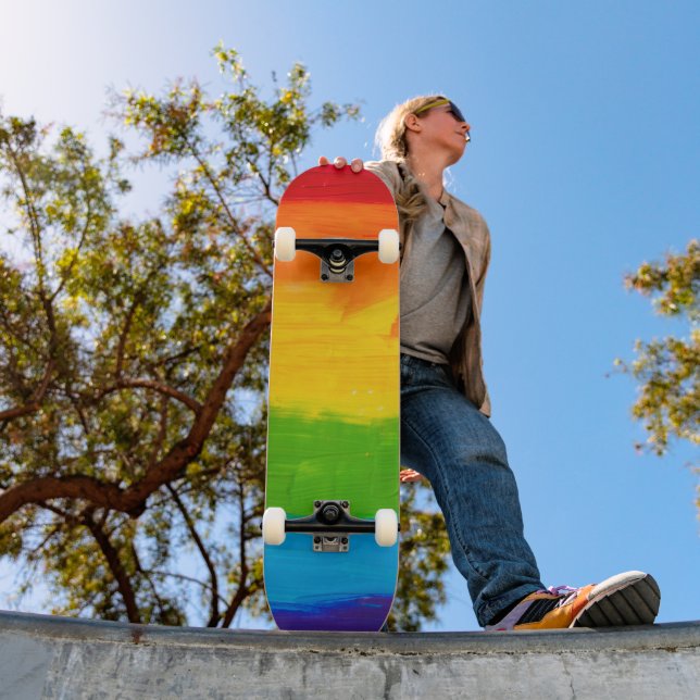 Skateboard Peinture à l'huile Couleurs arc-en-ciel LGBT Skate (Extérieur 1)