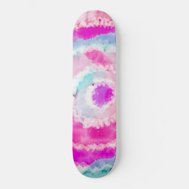 Skateboard Peinture à tarte blanche rose Fille moderne Abstra (Recto)