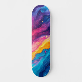 Skateboard Peinture Abstraite Feu & Glace