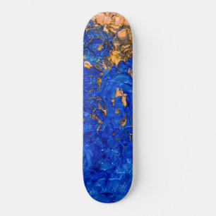 Skateboard Peinture acrylique bleu or jaune d'Artsy Cobalt