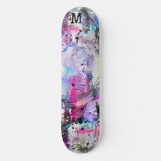 Skateboard Peinture colorée Grungy Abstraite (Recto)