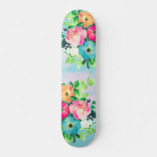 Skateboard Peinture d'aquarelle Vintage Rose