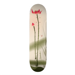 Skateboard Peinture orientale de style, Lotus grand