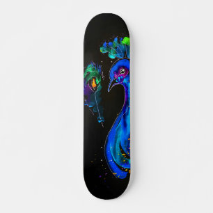 Skateboard Peinture Whimsical Peacock