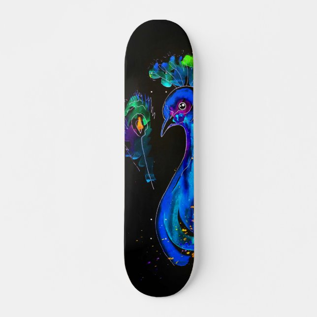 Skateboard Peinture Whimsical Peacock (Devant)