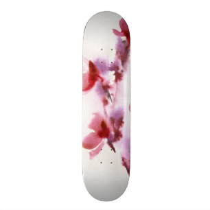 Skateboard Peintures florales abstraites 3 d'aquarelle