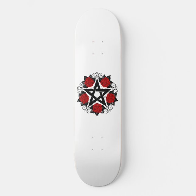 Skateboard Pentagramme aux roses rouges (Recto)