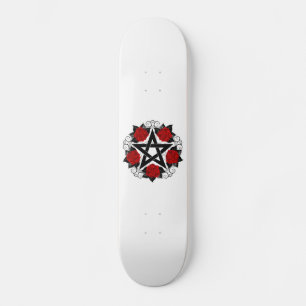 Skateboard Pentagramme aux roses rouges