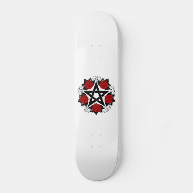 Skateboard Pentagramme aux roses rouges (Recto)