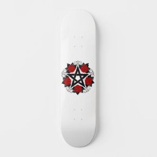 Skateboard Pentagramme avec roses rouges