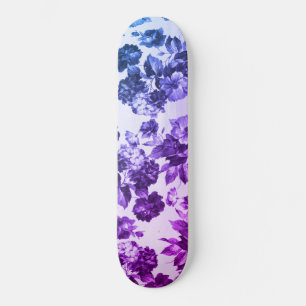 Skateboard Pente végétale vintage de bleu pourpre rose