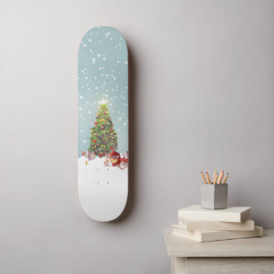 Skateboard Père Noël avec arbre de Noël
