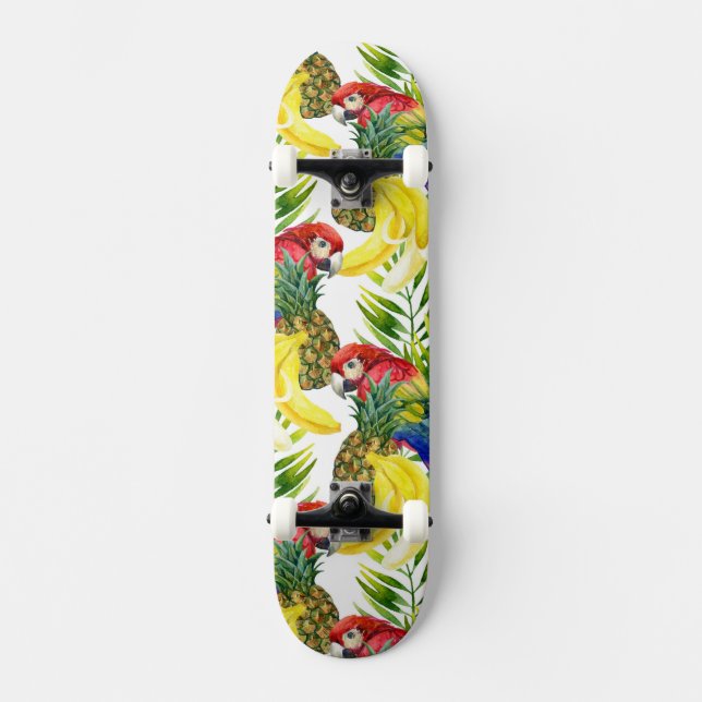 Skateboard Perroquets et fruit tropical (Recto)