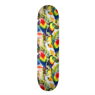Skateboard Perroquets et palmettes